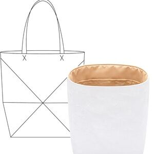 FANJI Project White Tote Bag Organizer with Beige Interior, NEW